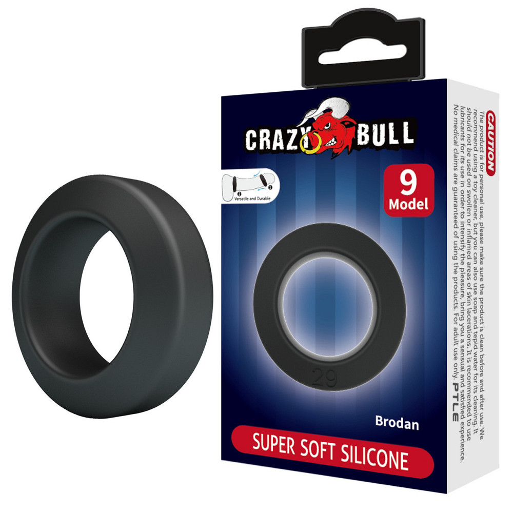 Ерекційне кільце Crazy Bull Model 9 Brodan, чорне, 5.5 х 1 см Sex Aura Київ - фото 1