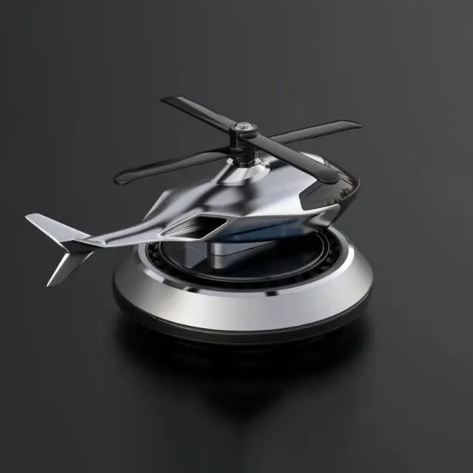 Ароматизатор в авто дифузор в форме вертолета на солнечной батарее,освежитель многоразовый серебристый Каменец-Подольский - изображение 2