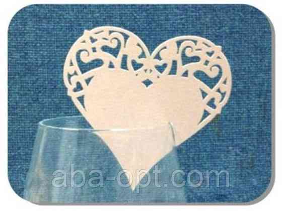 0391 Декор паперовий ажурний для келихів у формі серця (уп 20 шт) Одеса