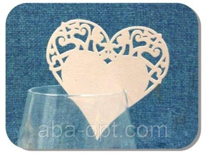 Декор бумажный ажурний для бокалов в форме сердца (уп 20 шт).Aba-Opt Одесса - изображение 1