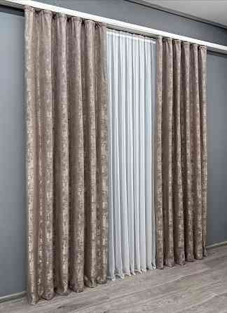 Комплект готових штор VR-Textil Жакард Sultan YL № 1669ш Какао 100х270 см 2 шт (31-742) Київ