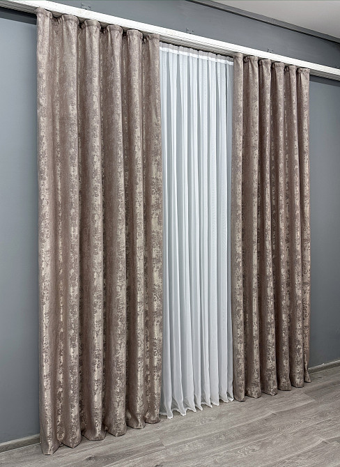 Комплект готових штор VR-Textil Жакард Sultan YL № 1669ш Какао 100х270 см 2 шт (31-742) Київ - фото 4