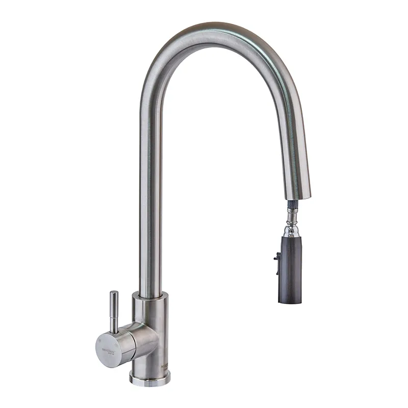 Кухонний змішувач з висувним прихованим душем Mixxus LUX-014 з нержавіючої сталі (MI6231) Харків - фото 1