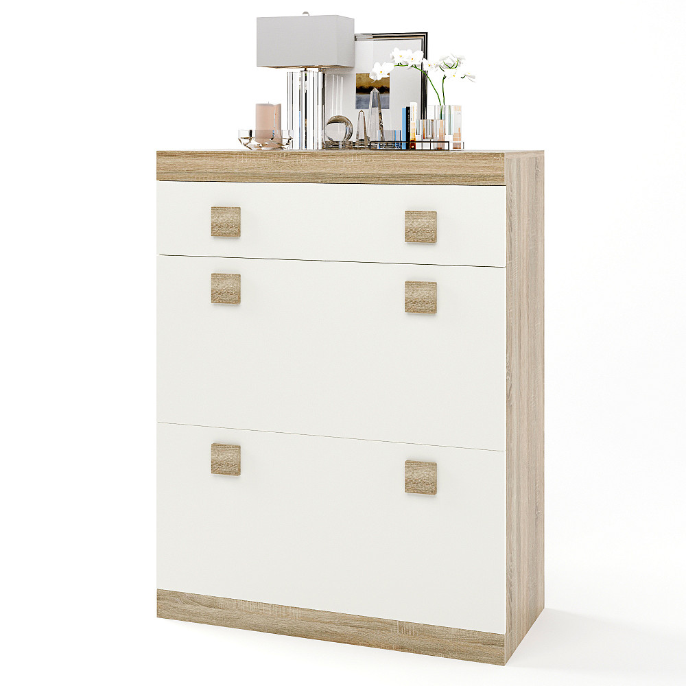 Тумба для взуття Еверест Соната ТО-800 80х38х105.5 дуб сонома + білий (DTM-2213) Дніпро - фото 1