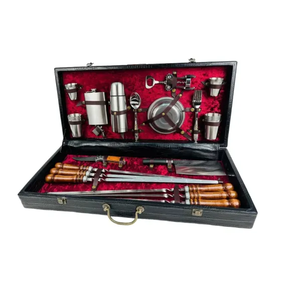 Набори шампурів, Набір шампурів у шкіряному кейсі "VIP 4" Шампури, вертіла Тернопіль