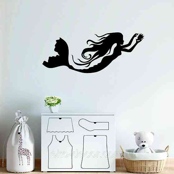 Декоративное настенное 3D Панно «Русалочка» Декор на стену с объемом 110*43 см, Черный Киев