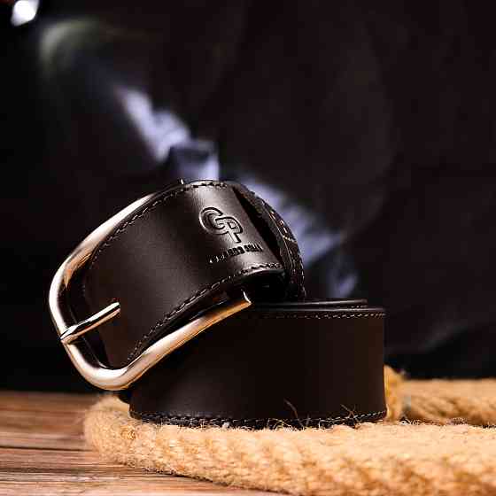 Красивый мужской ремень из натуральной кожи Коричневый (GRANDE PELLE) Киев