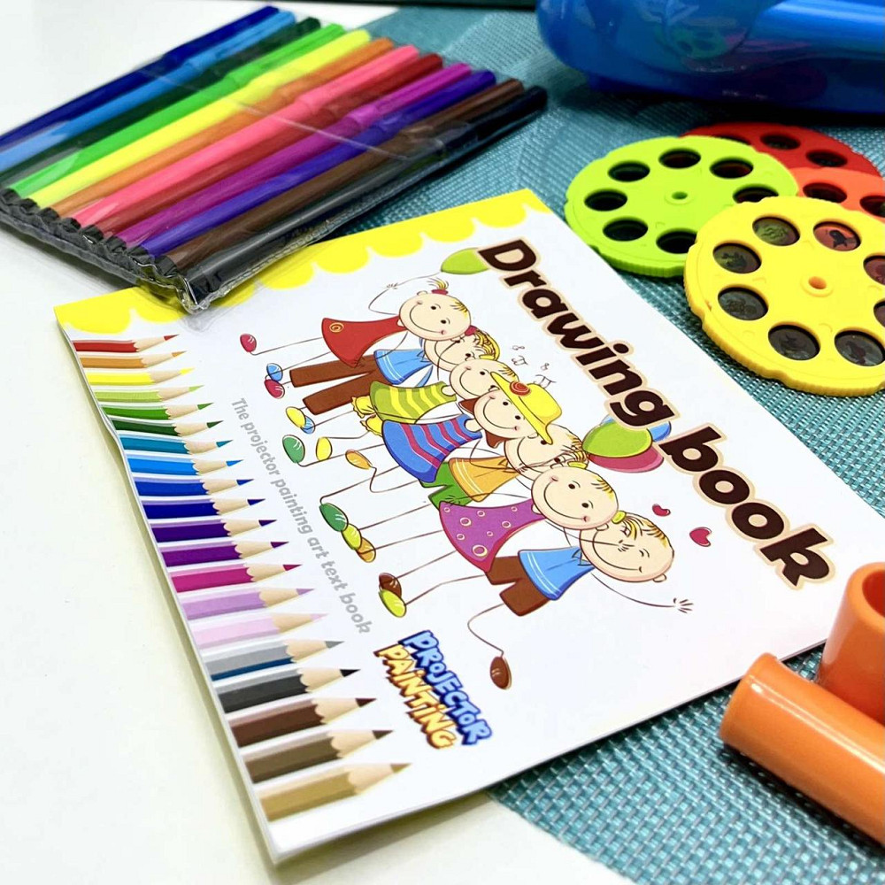 Проектор для малювання 32 слайда фломастери 12 шт Блокнот Синій (AK 0002 AB) Чернигов - изображение 3