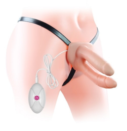 Страпон для подвійного проникнення - Vibrating Unisex Hollow Double Penetration 6" Sex Aura Київ - фото 4
