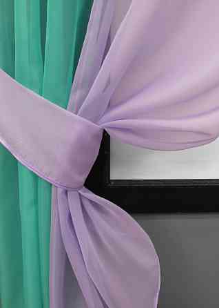 Кухонные шторы VR-Textil № 017к комбинированные с подвязками бирюзовый с сиреневым 265х170 см (52-1058) Киев