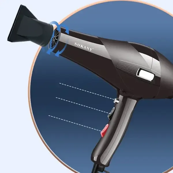 Професійний фен SK-14008, 2000 Вт, 2 швидкості та 2 температури, підвісна петля, ефективне сушіння волосся Одеса - фото 4