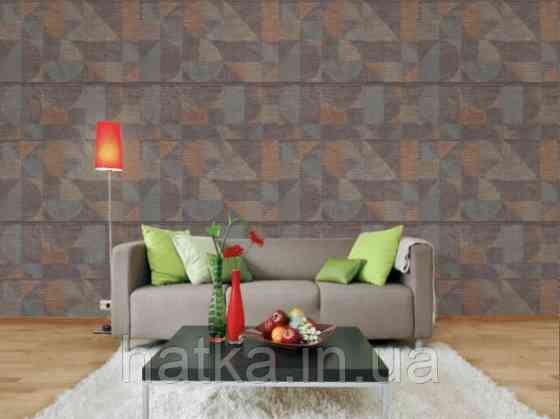 Шпалери метрові вінілові на флізеліні Rasch Clas геометрія фігури смуги сірі коричневі Київ