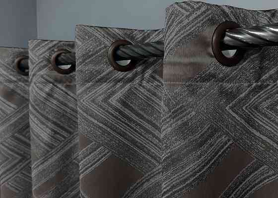 Комплект штор на люверсах VR-Textil Жаккард Mystery № 1621ш Серый с коричневым 150х280 см 2 шт (37-0202) Киев