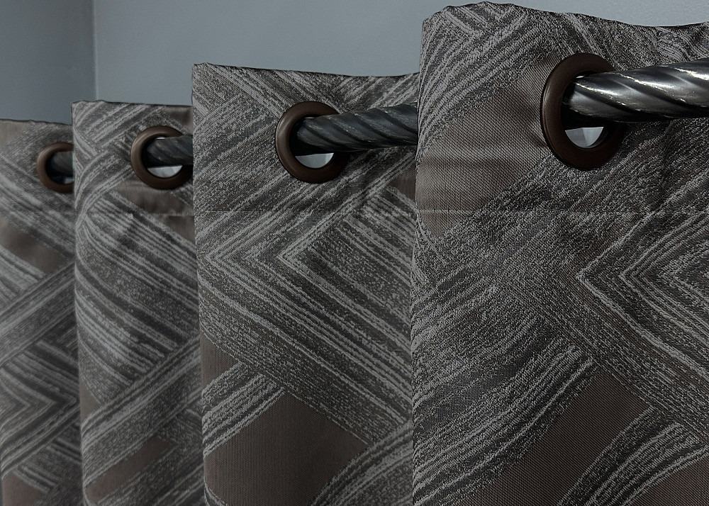 Комплект штор на люверсах VR-Textil Жаккард Mystery № 1621ш Серый с коричневым 150х280 см 2 шт (37-0202) Киев - изображение 5