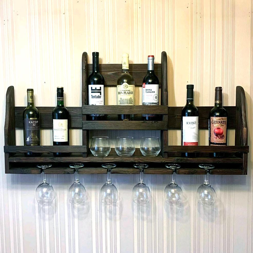 Настінна винна полиця "Мінато" мокко Миколаїв - фото 1