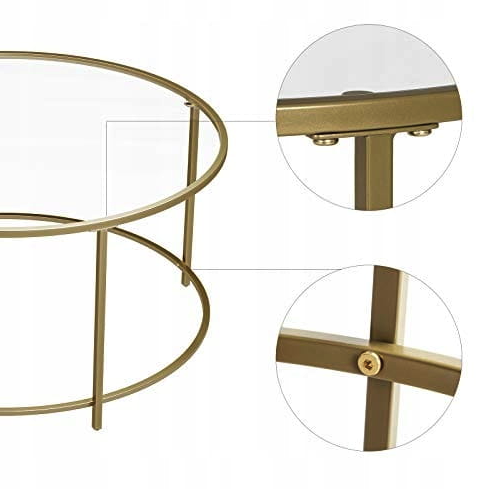 Журнальний столик Leobert Oskar круглий з скляною стільницею золото Киев - изображение 5