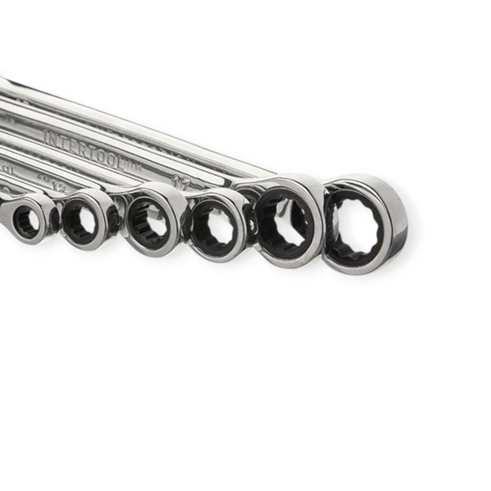 Набір ключів ріжково-накидних з тріскачкою 8-19 мм 8 шт (планшет) CrV Мукачево - фото 3