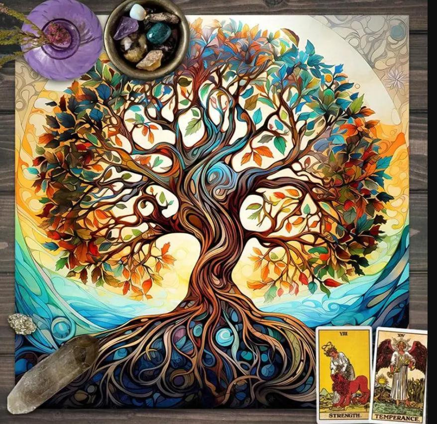 Алтарная скатерть для карт Таро и Рун. Скатерть для гадания 49*49 см. Древо жизни Киев - изображение 4
