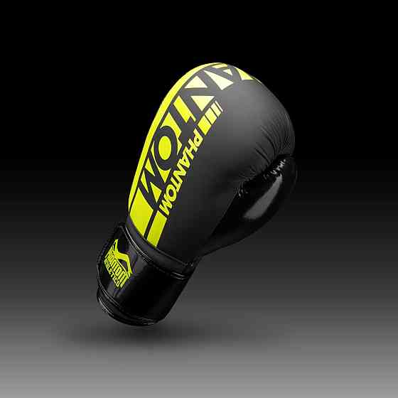 Боксерські рукавиці Phantom APEX Elastic Neon Black/Yellow 16 унцій (Бінті 4м. у подарунок) Кам'янське