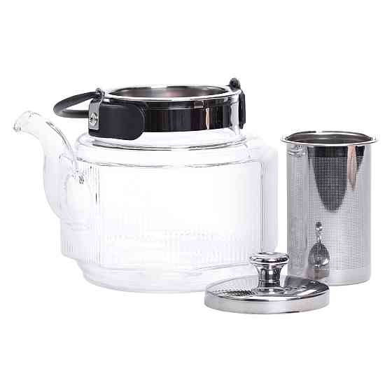 Заварник скляний чайник 1.1 л з ручкою і фільтром прозорий HP-33-4 Коломия