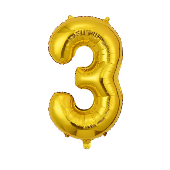 Воздушный шар в виде цифры 3 золотой,32 дюйма, фольгированый, праздничный для дня рождения, годовщин юбилеев Каменец-Подольский