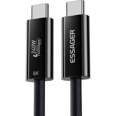 Дата кабель USB-C to USB-C 1.0m Thunderbolt 4 240W 8K60Hz black Essager (EXCTT4-PL01-P) Вінниця