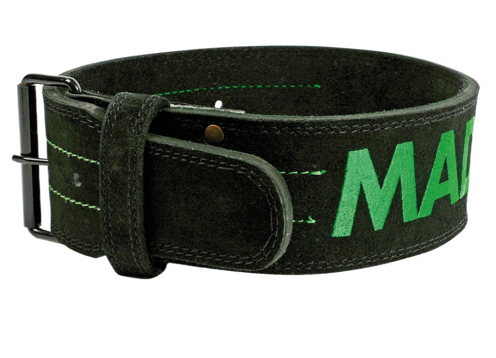 Пояс для важкої атлетики MadMax MFB-301 Suede Single Prong шкіряний Black/Green XXL Кам'янське - фото 1
