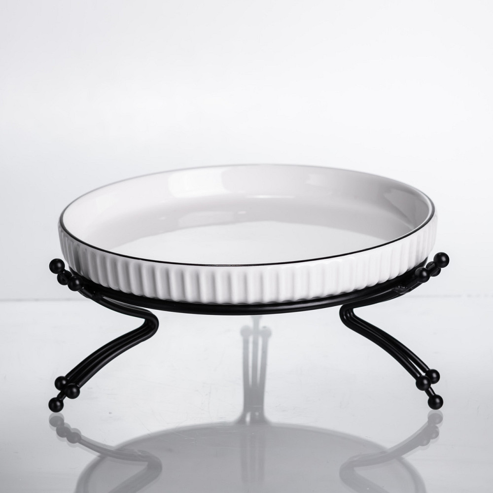 Фруктовница фарфоровая на металлической подставке черная Киев - изображение 4