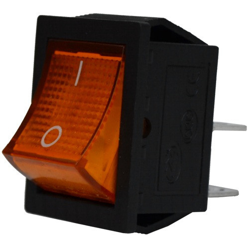 Переключатель широкий с подсветкой KCD-4, ON-OFF 4-х контактный, 15A, 220V, жёлтый Полтава - изображение 1