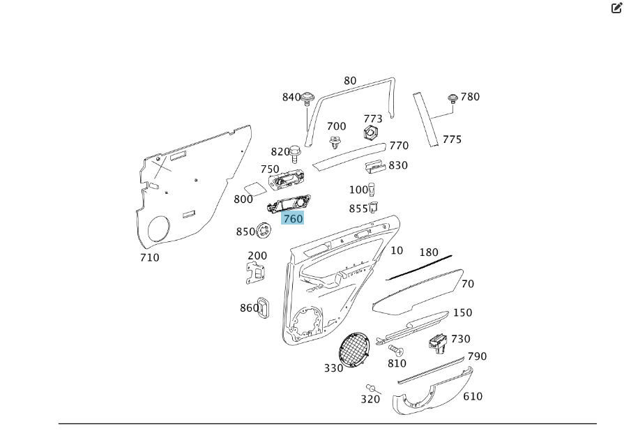 Mercedes-Benz  A1647660764 1A28 Накладка коричнева на внутрішній ручці відкриття задніх лівих дверей ML W164 GL X164 Одеса - фото 2