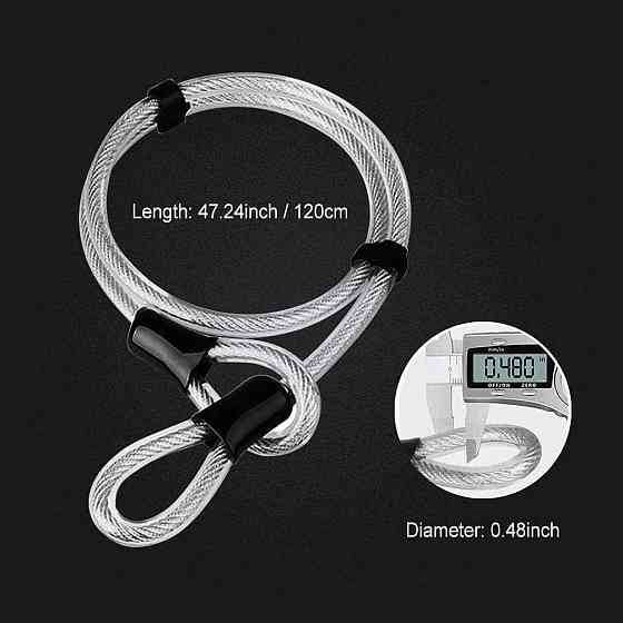 Велосипедний замок з гнучким сталевим тросом 1,2 м, U-подібний велозамок з 2 ключами, антивандальний компактний Київ