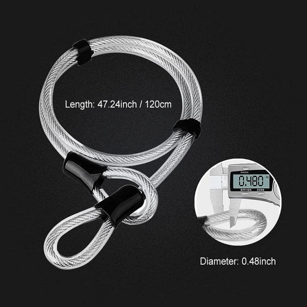 Велосипедний замок з гнучким сталевим тросом 1,2 м, U-подібний велозамок з 2 ключами, антивандальний компактний Київ - фото 4