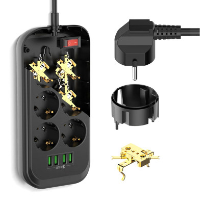 Мережевий фільтр живлення ColorWay CW-CHE64B, 6 розеток/4USB Black (CW-CHE64B) Вінниця - фото 4