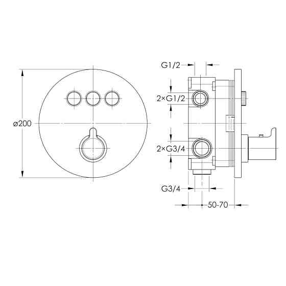 Термостат для ванни прихованого монтажу Imprese SMART CLICK на 3 споживача чорний Київ