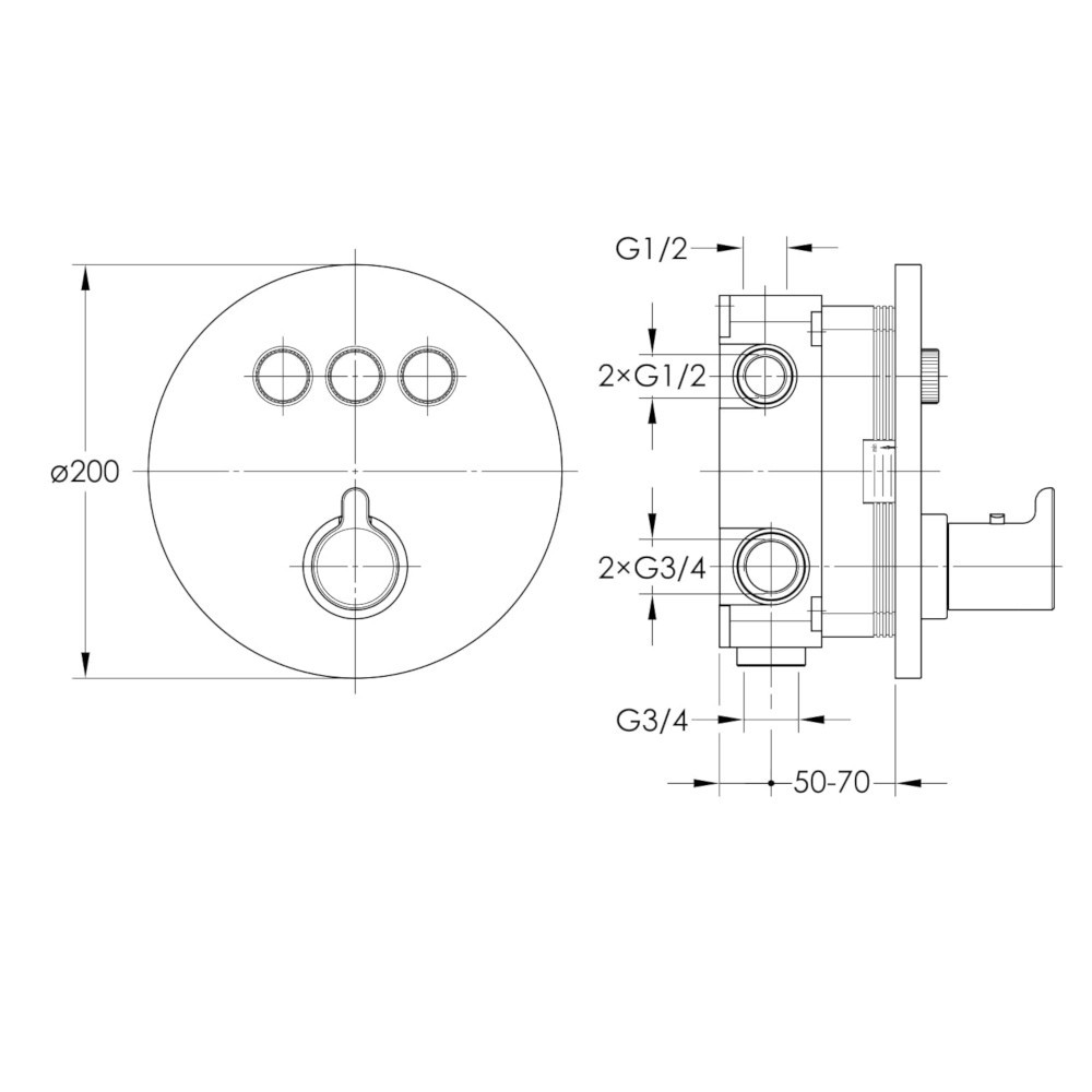 Термостат для ванни прихованого монтажу Imprese SMART CLICK на 3 споживача чорний Київ - фото 2