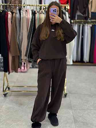 Женский теплый прогулочный костюм двойка: кофта и штаны турецкий флис Шоколад, 46/48 Одесса