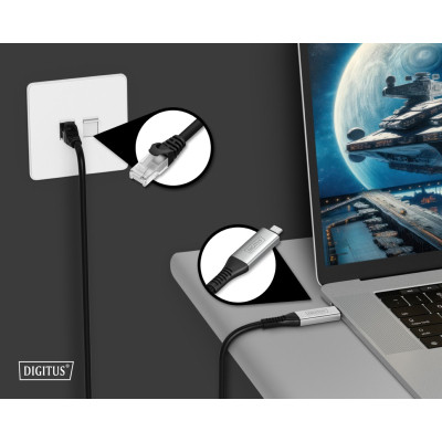 Дата кабель USB-C to RJ45 Ethernet 2.0m CAT6A S/FTP 1Gbps LSZH Digitus (AK-300601-020-S) Вінниця - фото 4