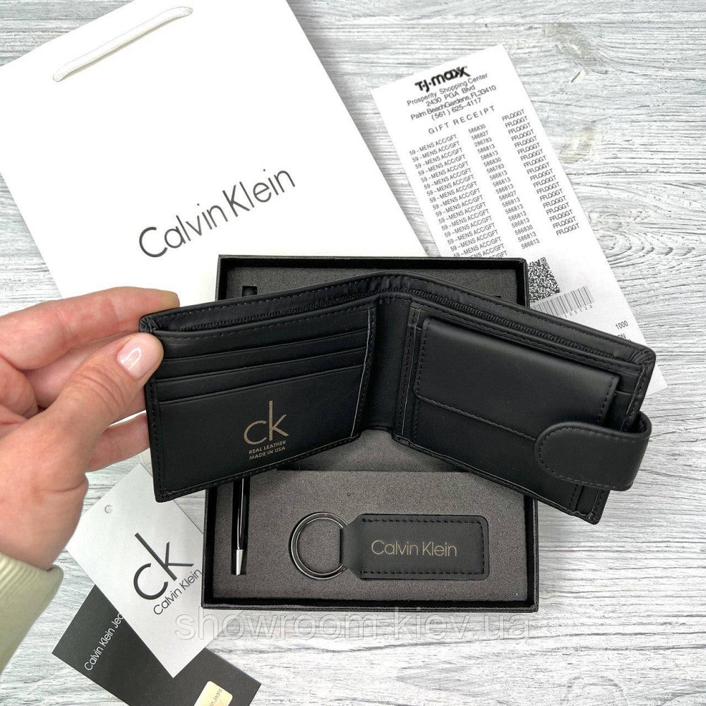 Подарунковий чоловічий шкіряний гаманець Calvin Klein — преміум'якість (8876-3) Київ - фото 11