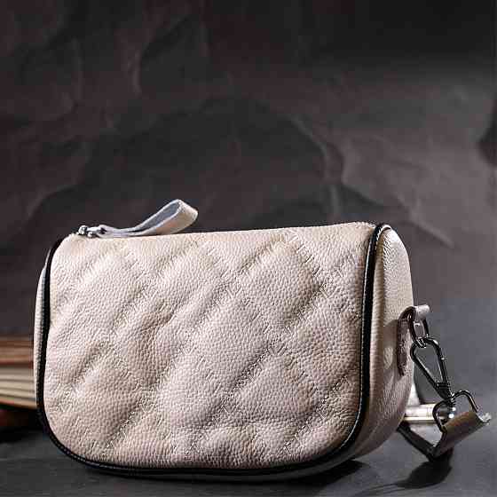 Сумка крос-боді напівкруглого формату з натуральної шкіри Vintage 22393 Біла Київ