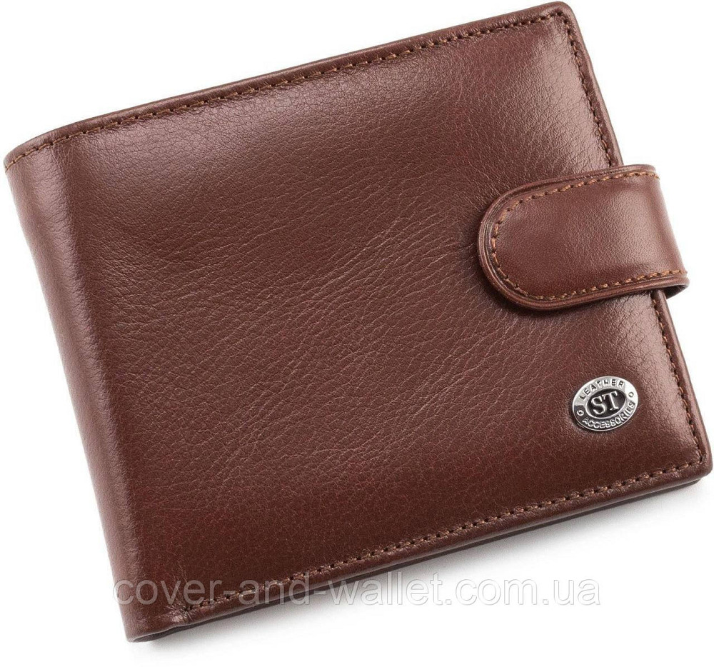 Коричневий класичний чоловічий гаманець з гладкої шкіри ST Leather Київ - фото 7