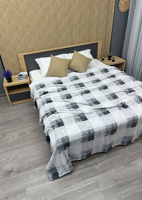Плед-покривало Decorator WellSoft BLUERRED CELL 200х220 см Світло-сірий з сірим (87-183) Київ - фото 3