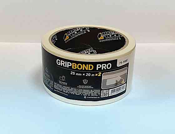 MASTERTOOL Стрічка малярна універсальна MASTERTOOL GripBond Pro 25 мм×20 м 2 шт біла 79-9881 Коломия