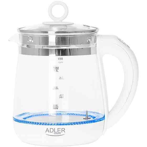 Електрочайник Adler AD 1299 1850-2200Вт/ 1.5л/ скло/ заварник/ встановлення температури/ білий Вінниця
