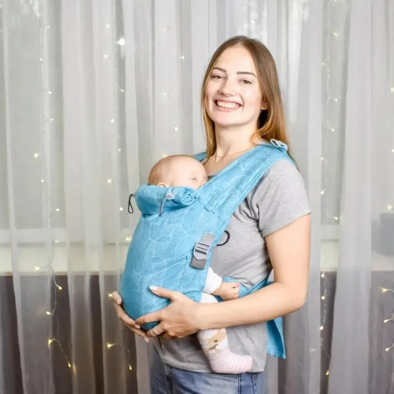 Май-слинг жаккардовый с рождения до 36 месяцев Coolbabka Бирюзовый Leaf Кривой Рог - изображение 2