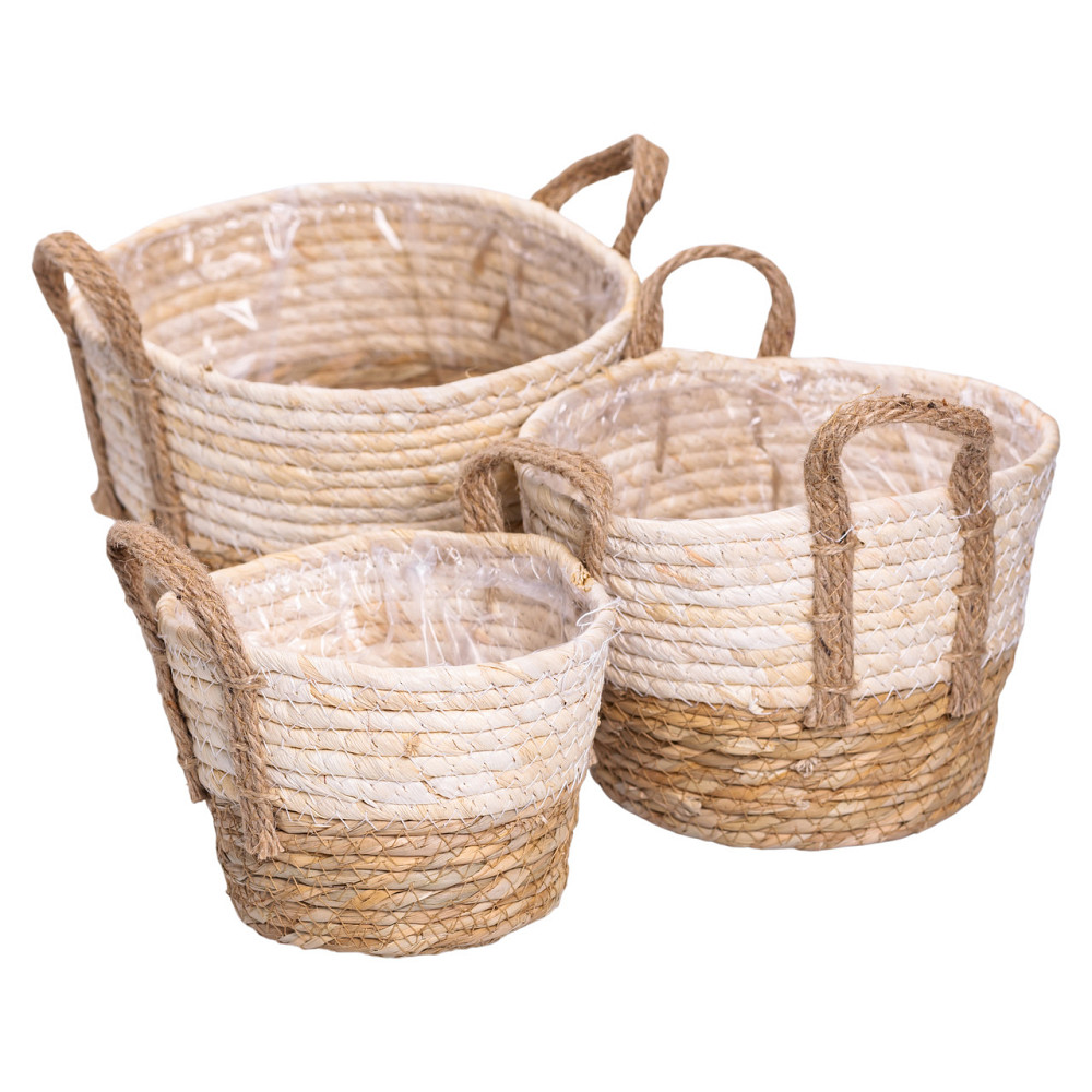 Набір кошиків для зберігання речей 3 (шт) універсальні плетені 1.5/2/3 літри Коричневий HP-41-8 Коломия - фото 1