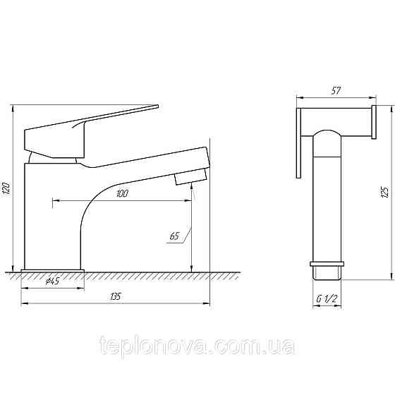 Змішувач для умивальника TOPAZ CAPRI TCA-15206-H43 гігієн. з стоп-лійкою, вбудований клапан, D35 Чернівці