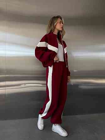 Жіночий стильний повсякденний костюм з акцентними вставками трьохнитка п'єньє Одеса