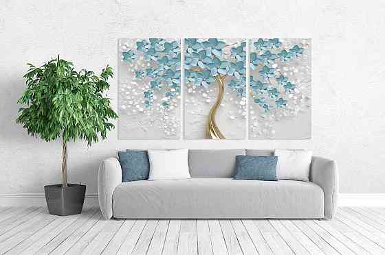 Модульная картина в гостиную / спальню  Дерево в квітах    ART-186_3A 100х150 см Киев