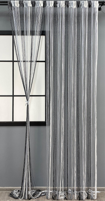 Шторы-нити с люрексом Черный с серо-белым 300х300см 1 шт (61-076) Киев - изображение 2