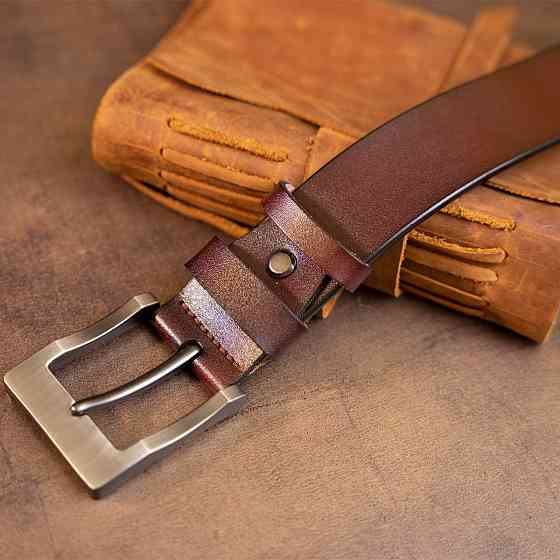 Ремень мужской с классической пряжкой Vintage 20357 Коричневый Киев